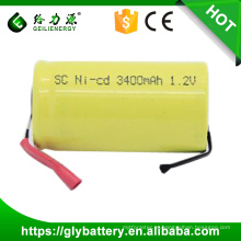 Wholesale Rechargeable NICD SC 3400mAh Battery 1.2V With Tabs